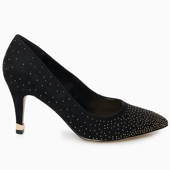 Apt. 9 Hour Hand Black with Gold Stone Studs High Heels Size 7.5 - Picture 1 of 13